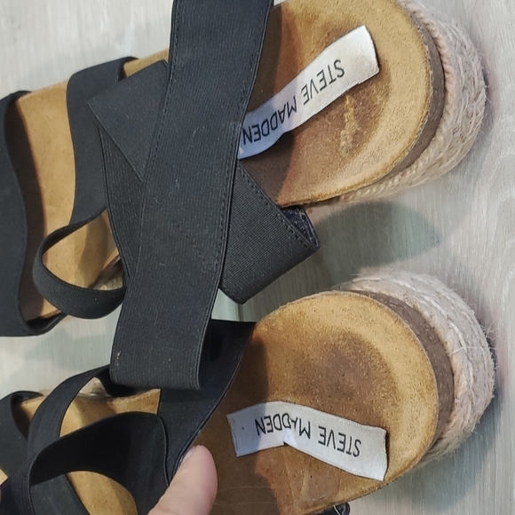 Steve Madden Women Elastic Strappy Platform chunky sandals shoes sz 9 - Picture 11 of 12